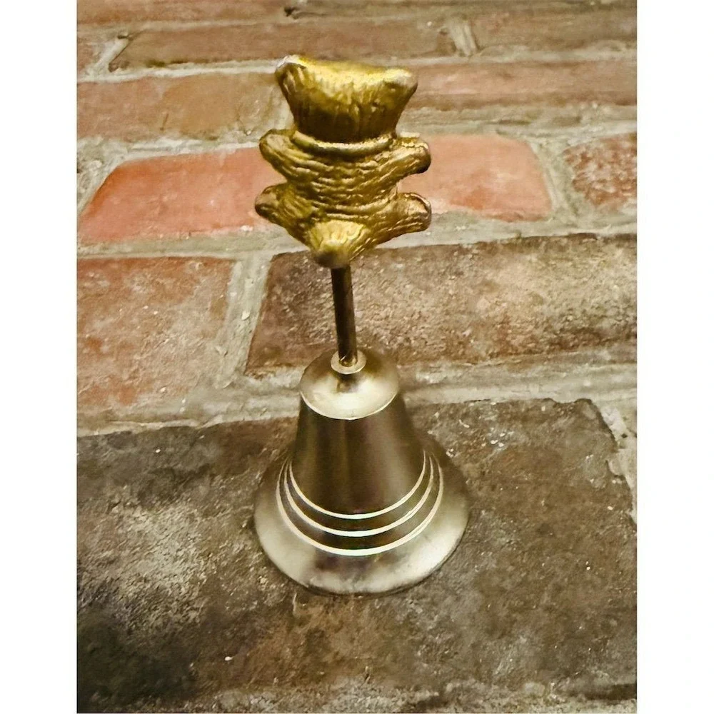 Vintage Brass Teddy Bear Bell Nostalgic Decor Collectible‎ missing ringer